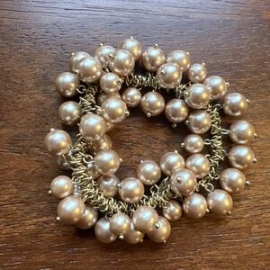 J.‎ Crew Brass Tone Beaded Bracelet Elastic 8 Inches